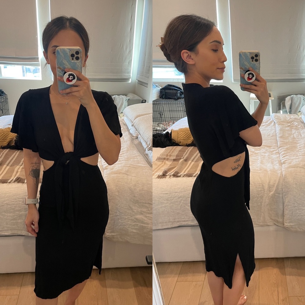 VICI Black Midi Cutout Dress, Size S